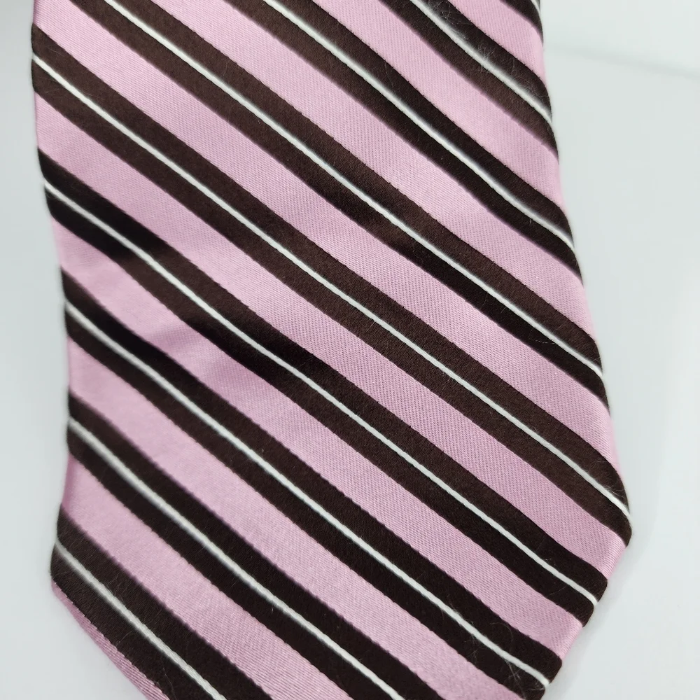 IKE BEHAR Pink Stripe Silk Tie.
